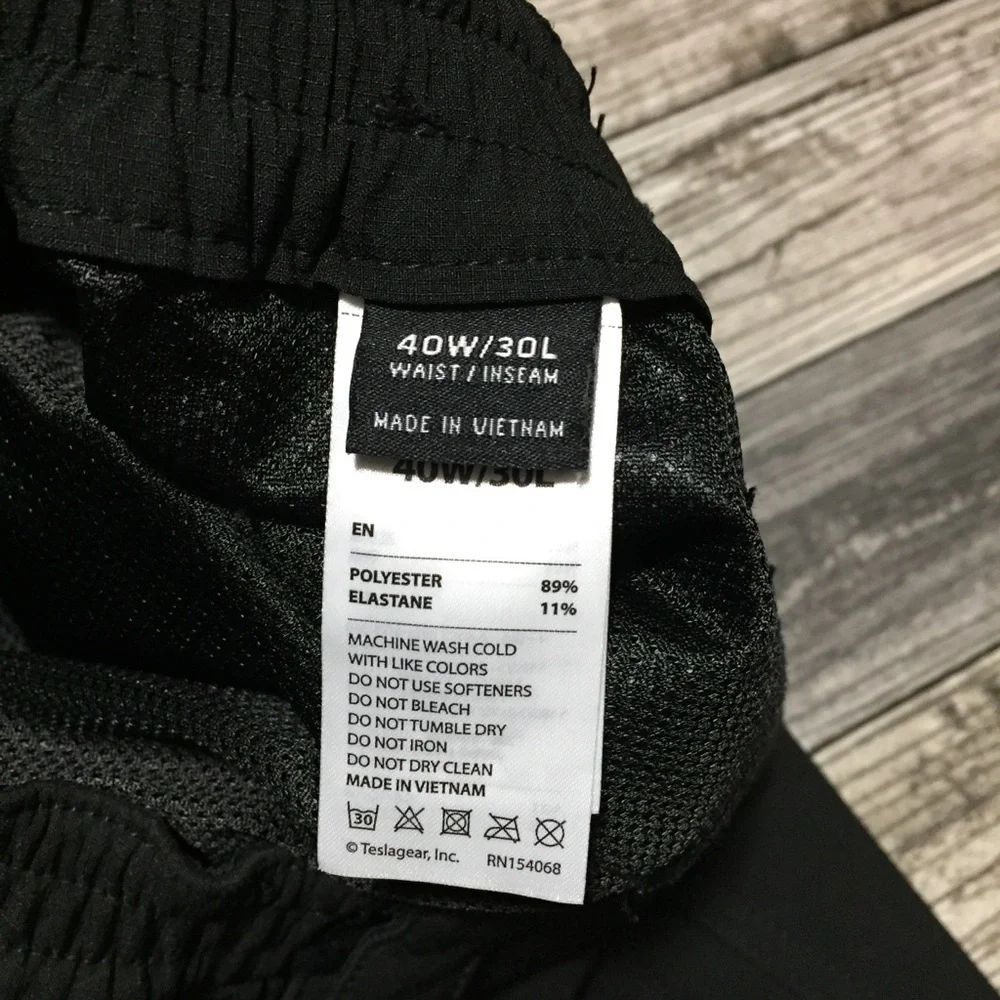 CQR Fleece Lined Pants Men’s 40x30 Black Stretch Ankle Zip